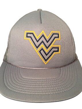 Vintage WVU Mountaineers Cap Hat Foam Mesh Trucker West Virginia University Gray